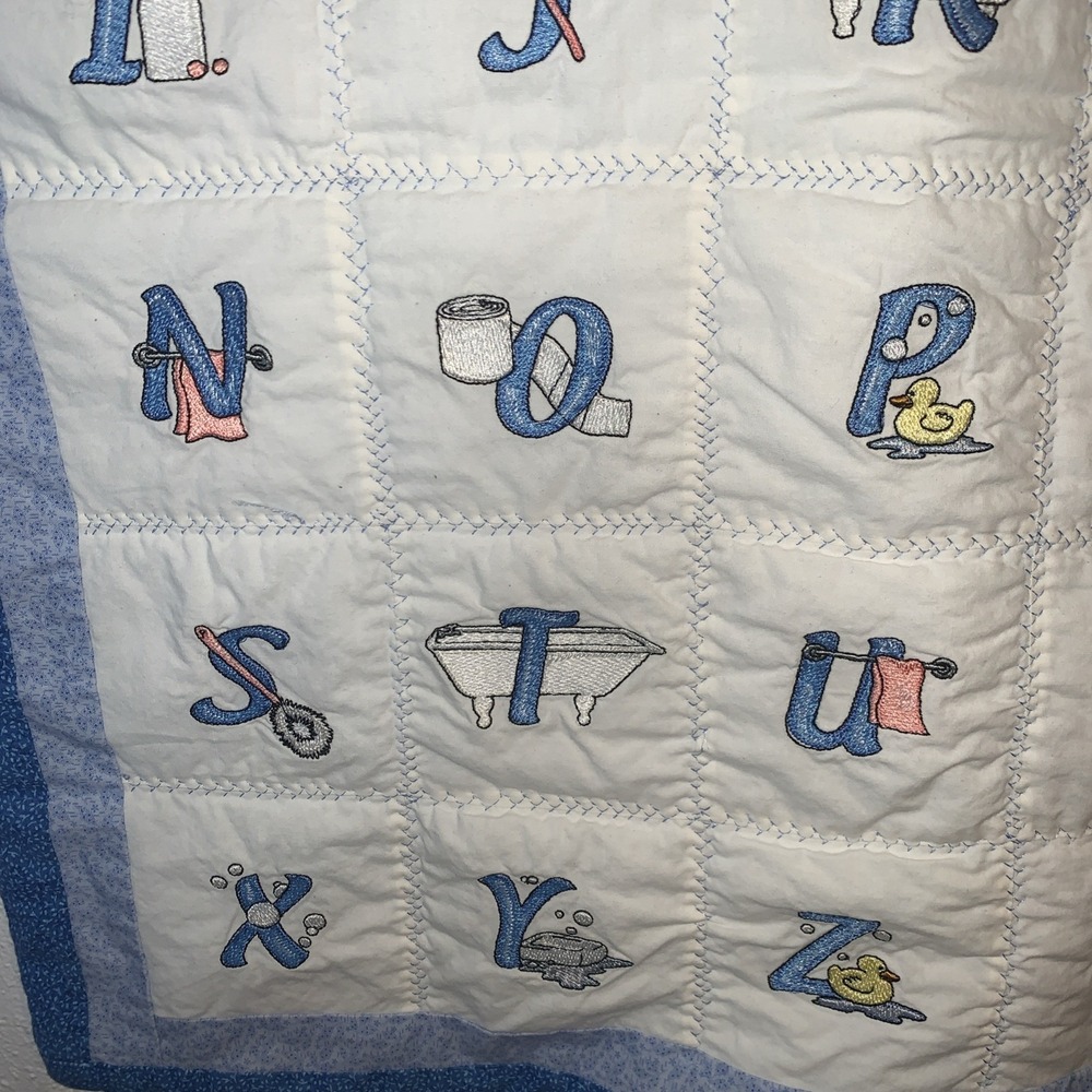 Vintage Style ABC Baby Blanket Quilt Crib Bedding Bath Theme Letters - Picture 5 of 7